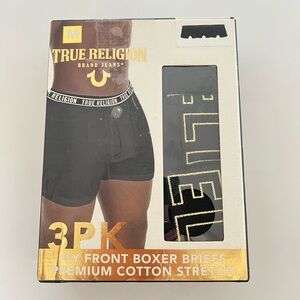 True Religion 3 Pack Fly Front Boxer Briefs Premium Cotton Stretch Gold Men Sz M
